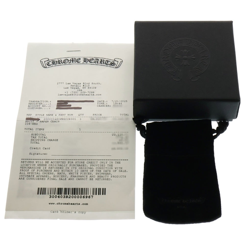 CHROME HEARTS(クロムハーツ) 18KWG PAPER CHAIN ペーパーチェーン ブレスレット ホワイトゴールド
