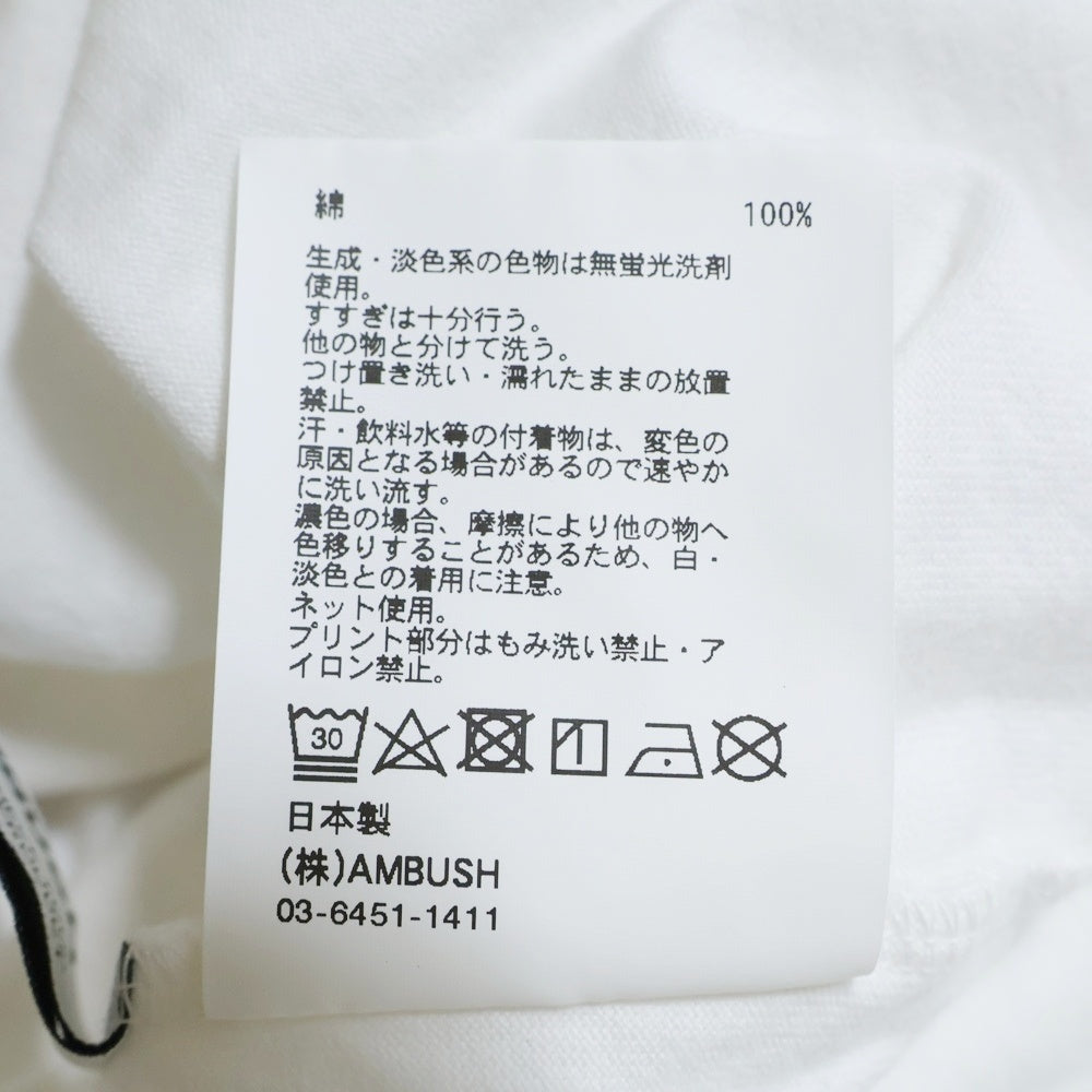 AMBUSH(アンブッシュ) S/S LOGO PRINT Tee ロゴ プリント クルーネック 半袖Tシャツ カットソー ホワイト 12114651