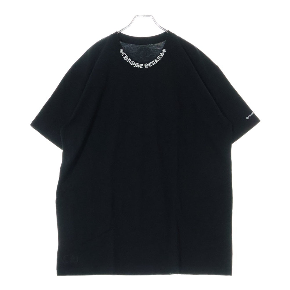 CHROME HEARTS(クロムハーツ) CH T-SHRT 1 ネックロゴプリント クルーネック半袖Tシャツ カットソー ブラック
