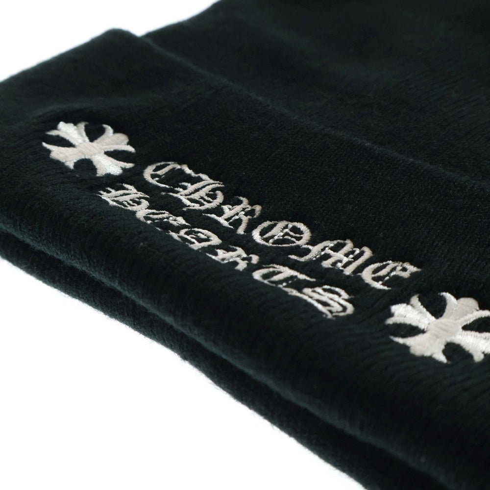 CHROME HEARTS(クロムハーツ) WATCH CAP ワッチキャップ ロゴ刺繍 アクリルビーニー ニットキャップ 帽子 ブラック