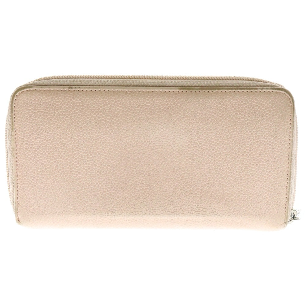 CHANEL(シャネル) キャビアスキン ココマーク ラウンドジップ レザーウォレット 長財布 ピンク レディース