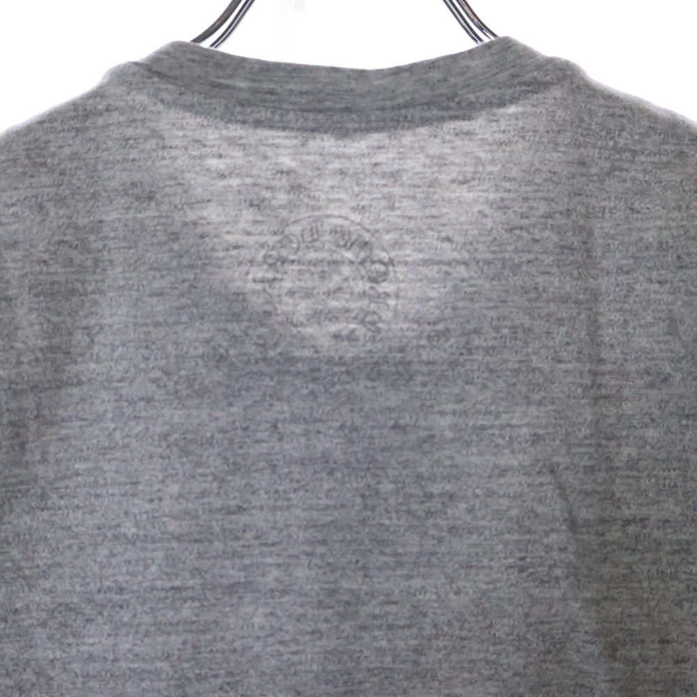 CHROME HEARTS(クロムハーツ) BSフレアボタン ヘンリーネック レザークロスパッチ付き 半袖Tシャツ カットソー グレー