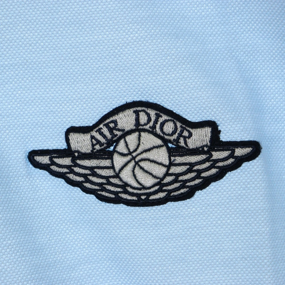 DIOR(ディオール) 20AW ×AIR JORDAN 033J806A0448 ×エアジョーダン ロゴ刺繍ワッペン付き半袖ポロシャツ ブルー