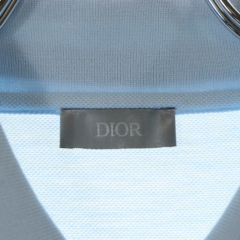 DIOR(ディオール) 20AW ×AIR JORDAN 033J806A0448 ×エアジョーダン ロゴ刺繍ワッペン付き半袖ポロシャツ ブルー