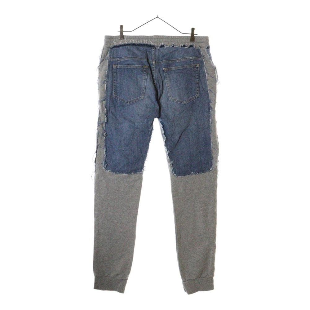 BALMAIN(バルマン) 19SS デニム切替 バイカー スウェットパンツ グレー/インディゴ RH15253D025