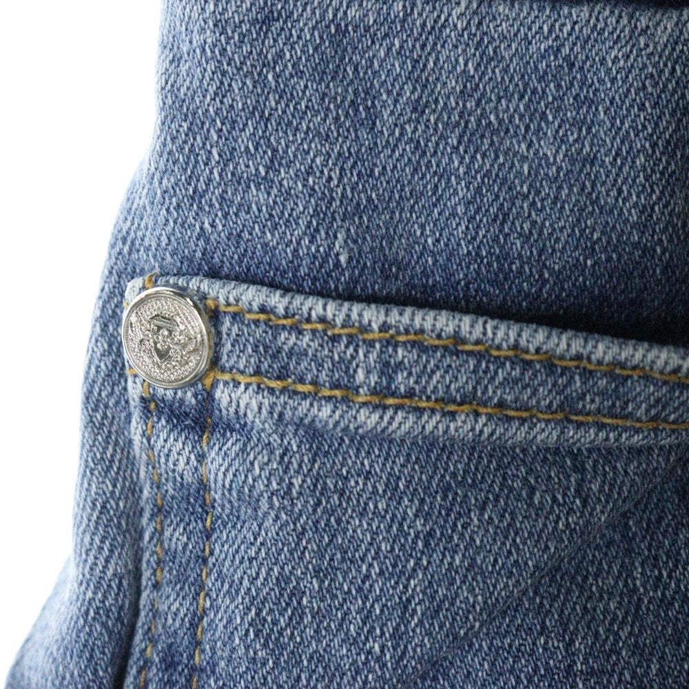 BALMAIN(バルマン) 19SS デニム切替 バイカー スウェットパンツ グレー/インディゴ RH15253D025