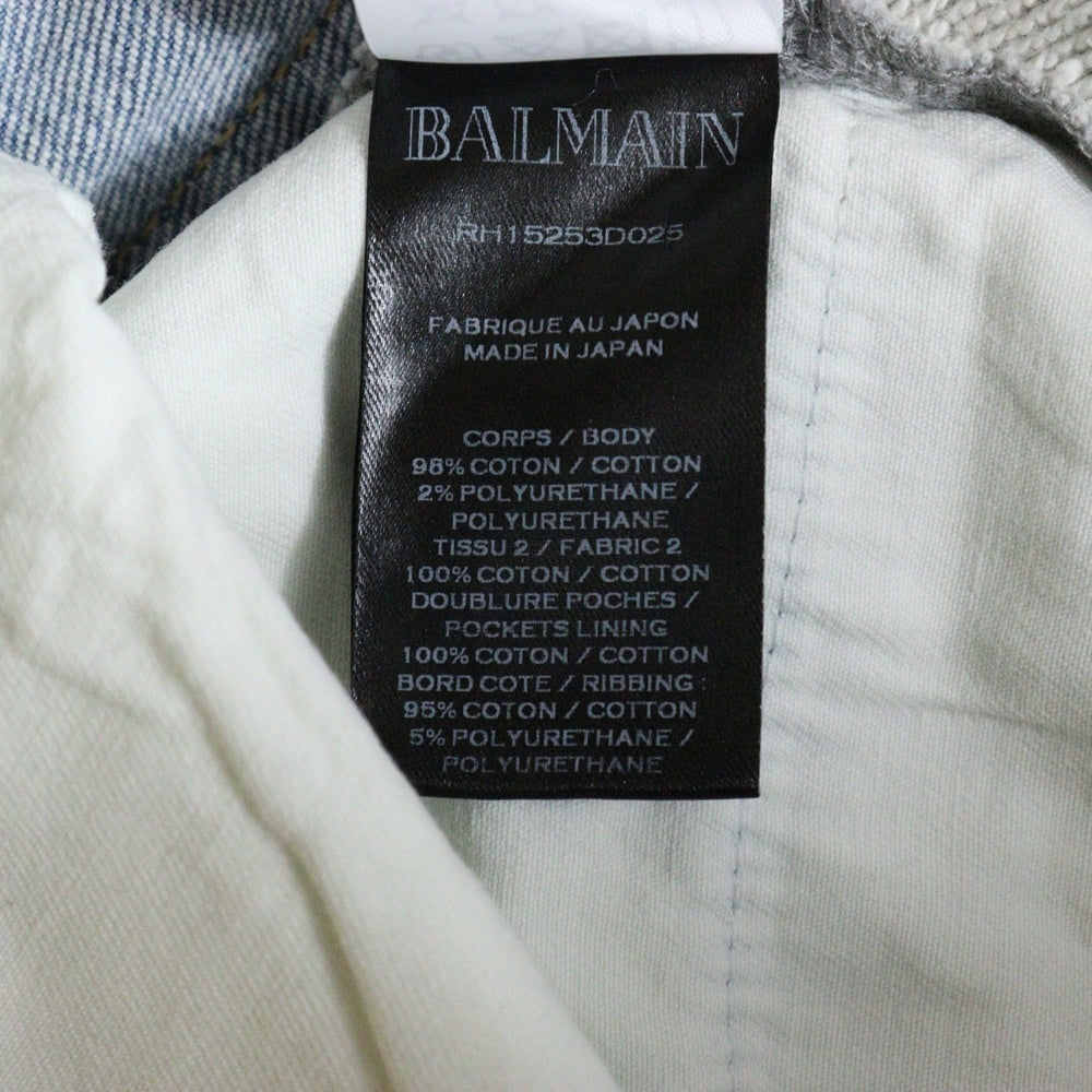 BALMAIN(バルマン) 19SS デニム切替 バイカー スウェットパンツ グレー/インディゴ RH15253D025