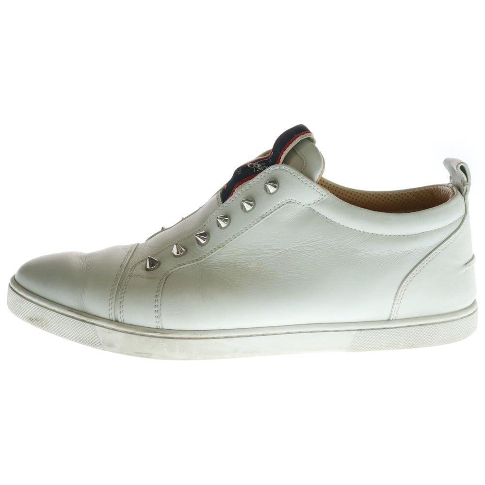 CHRISTIAN LOUBOUTIN(クリスチャンルブタン) F.A.V FIQUE A VONTADE FLAT スパイクスタッズ レザー スリッポン ローカットスニーカー ホワイト