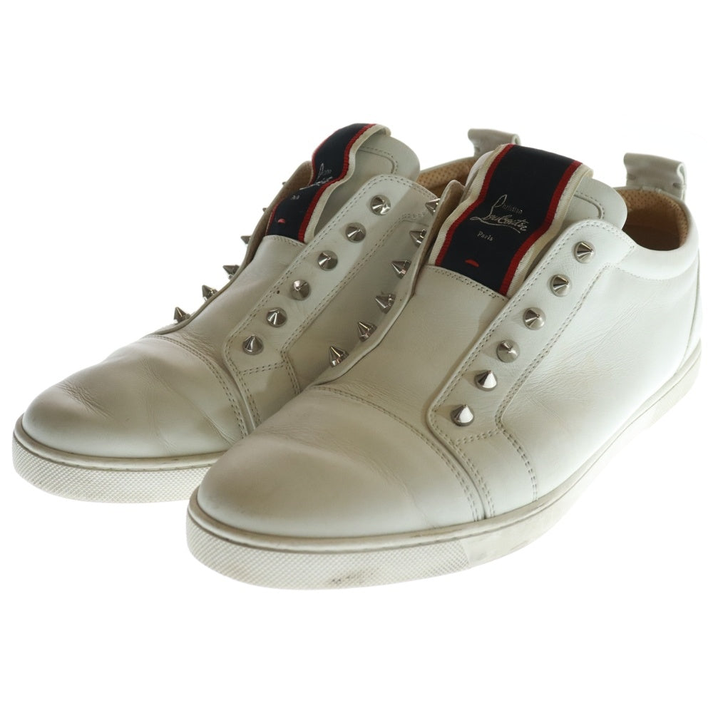CHRISTIAN LOUBOUTIN(クリスチャンルブタン) F.A.V FIQUE A VONTADE FLAT スパイクスタッズ レザー スリッポン ローカットスニーカー ホワイト