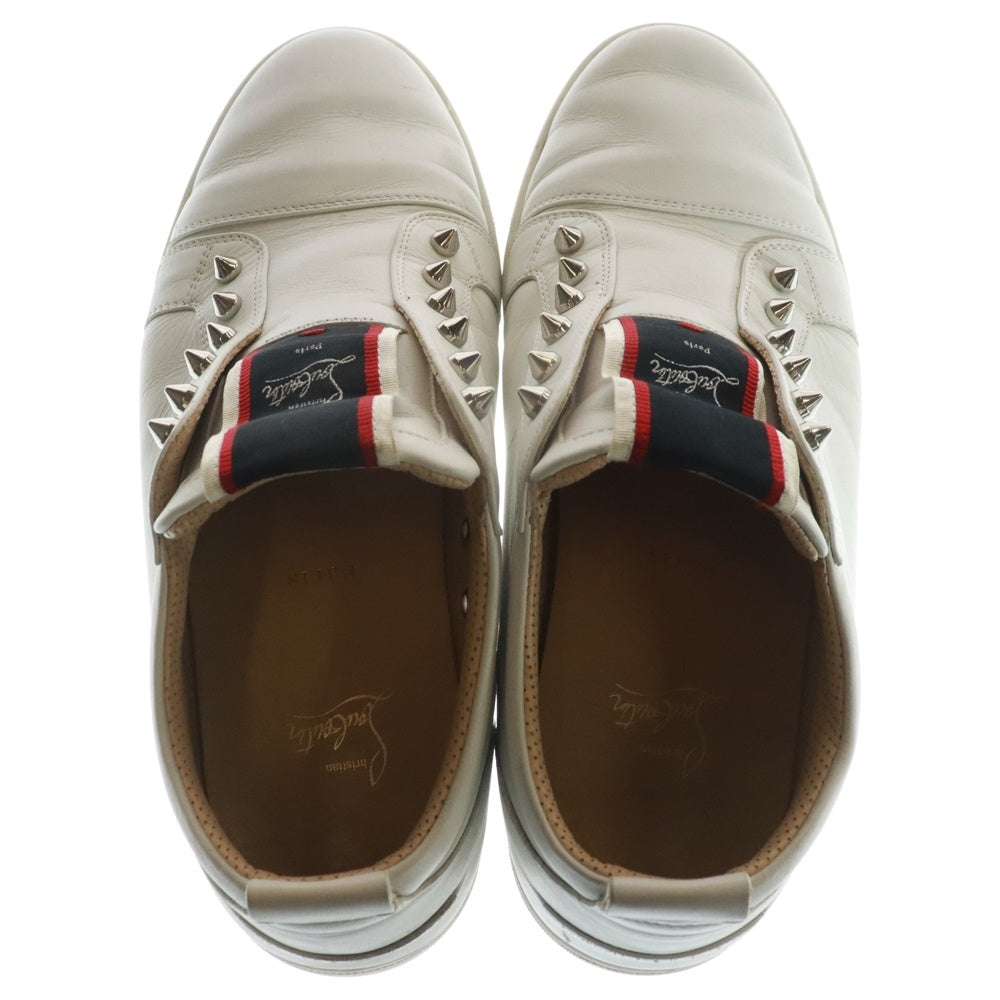 CHRISTIAN LOUBOUTIN(クリスチャンルブタン) F.A.V FIQUE A VONTADE FLAT スパイクスタッズ レザー スリッポン ローカットスニーカー ホワイト
