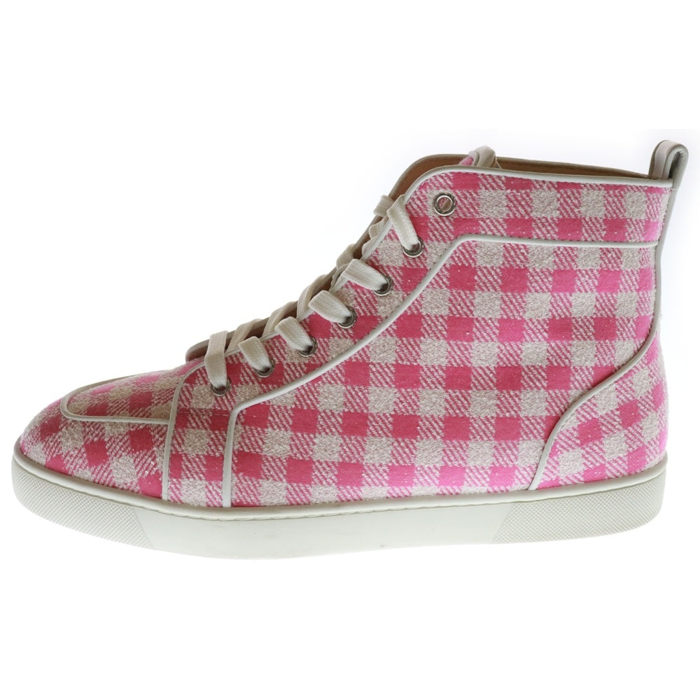 CHRISTIAN LOUBOUTIN(クリスチャンルブタン) RANTUS ORLATO FLAT ツイード チェック ハイカットスニーカー ピンク