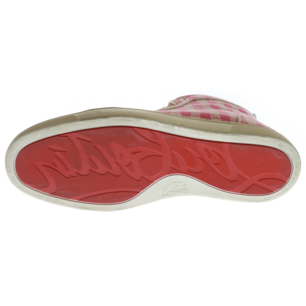 CHRISTIAN LOUBOUTIN(クリスチャンルブタン) RANTUS ORLATO FLAT ツイード チェック ハイカットスニーカー ピンク