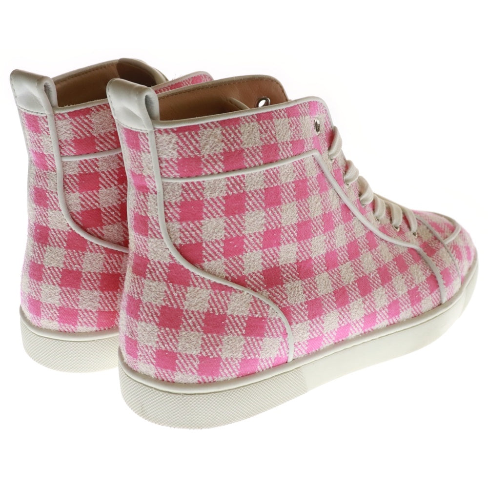 CHRISTIAN LOUBOUTIN(クリスチャンルブタン) RANTUS ORLATO FLAT ツイード チェック ハイカットスニーカー ピンク
