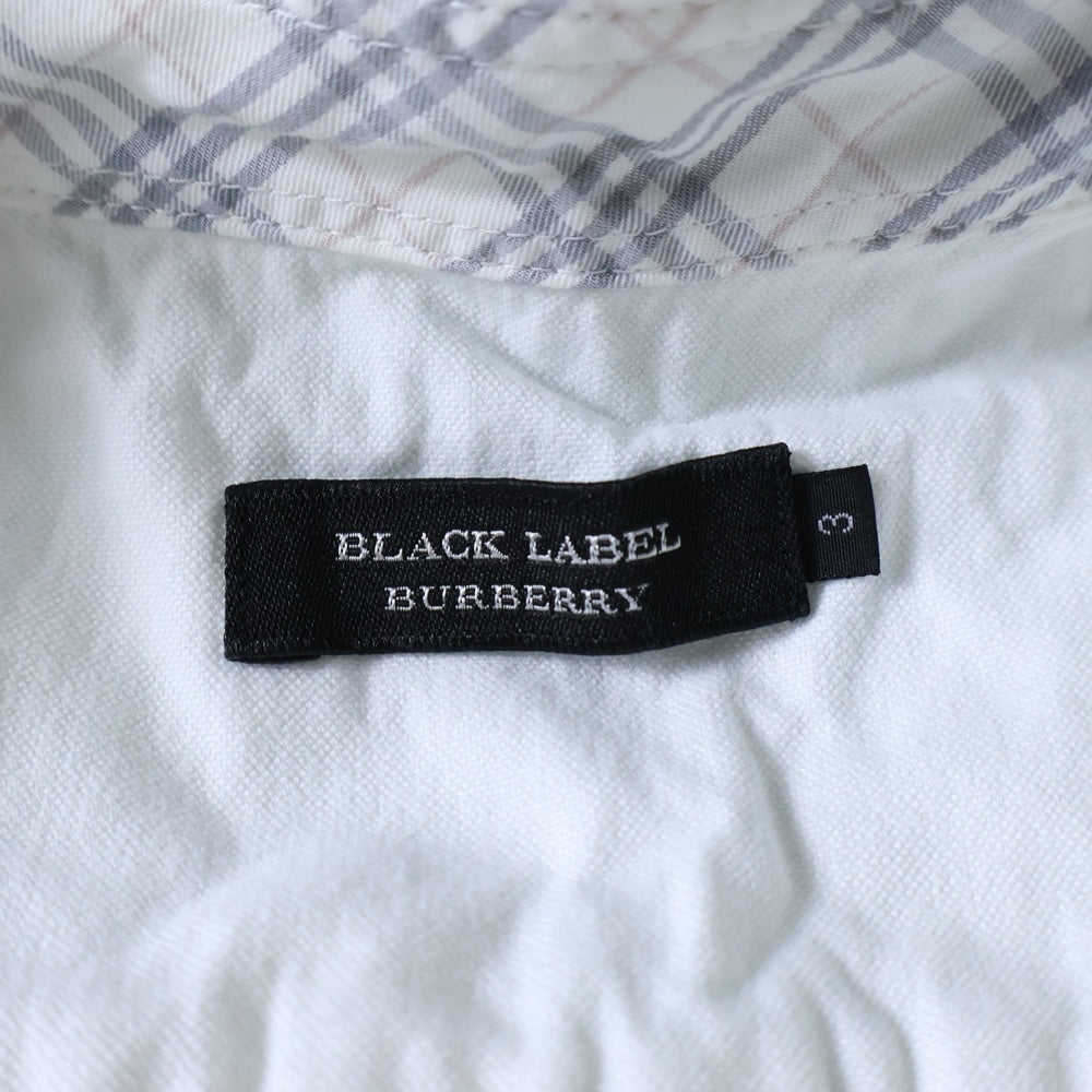 BURBERRY BLACK LABEL(バーバリー ブラックレーベル) ロゴ刺繍長袖シャツ D1M01-800-02 ホワイト