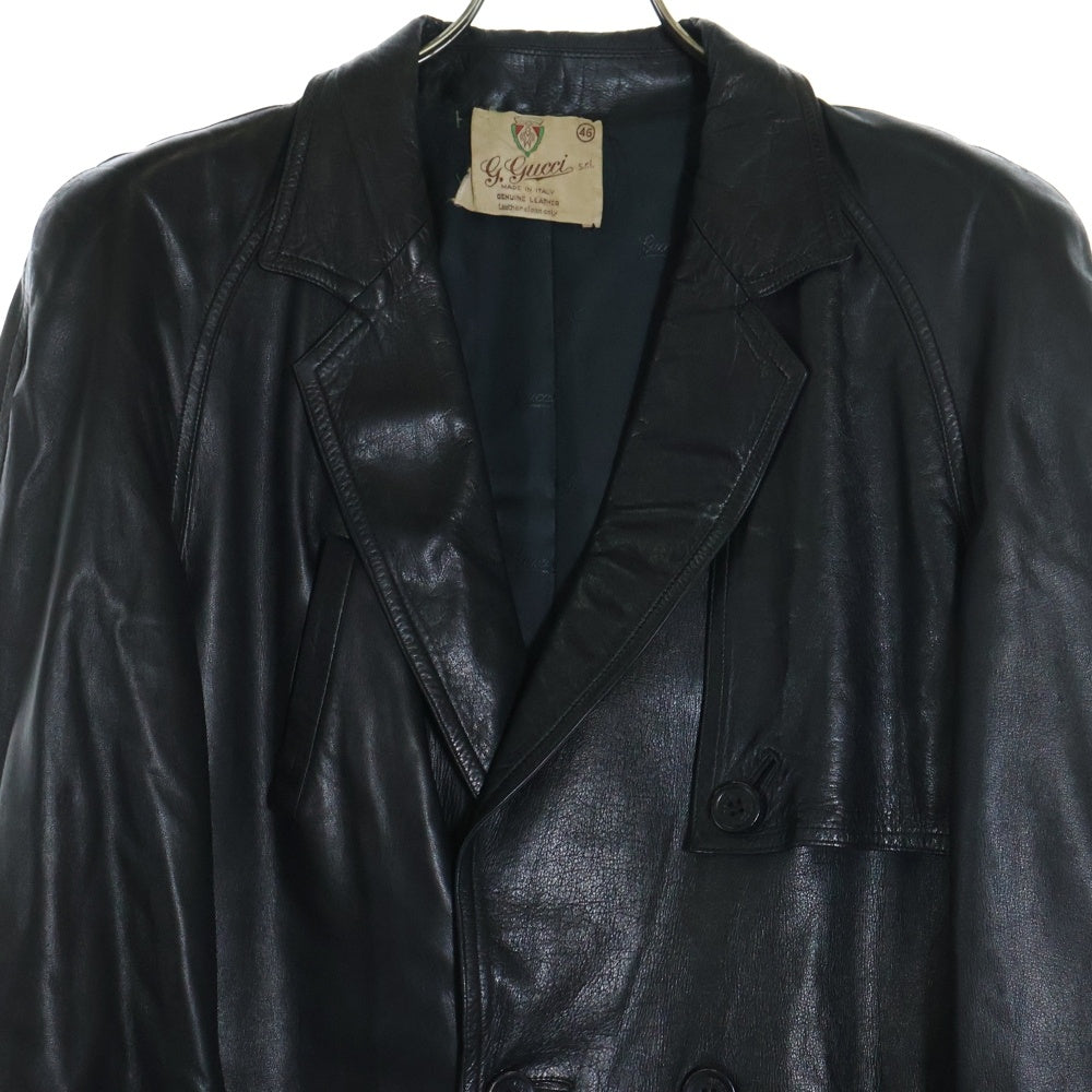 GUCCI(グッチ) 70s レザー トレンチコート ブラック