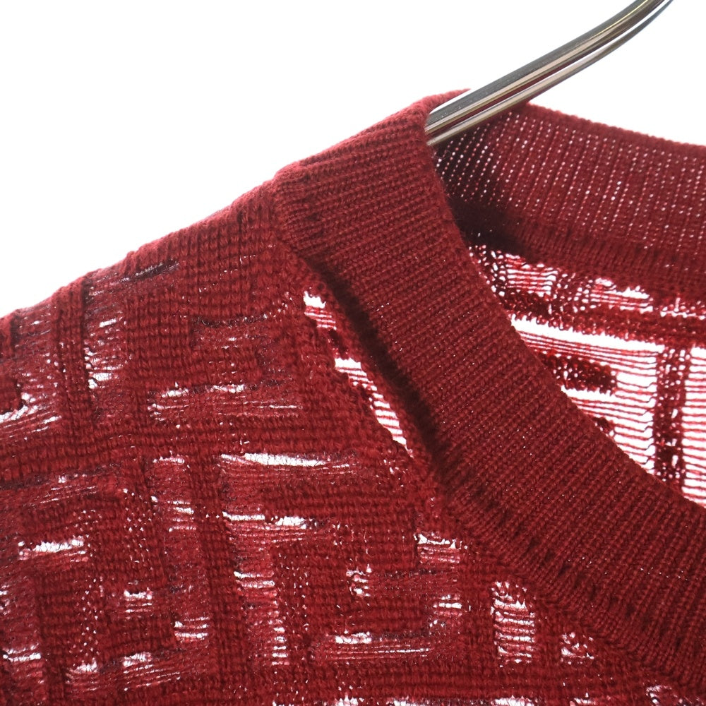 FENDI(フェンディ) ズッカ柄 クルーネック ニットセーター レッド FZY063 AF9G