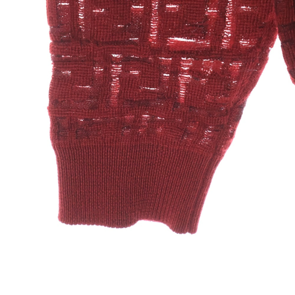FENDI(フェンディ) ズッカ柄 クルーネック ニットセーター レッド FZY063 AF9G