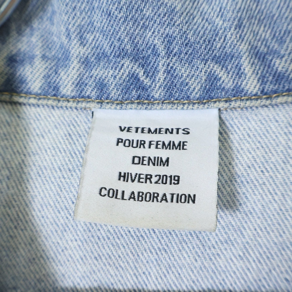VETEMENTS(ヴェトモン) 18AW ×LEVIS Tribal Sticker Oversize Denim Jacket WAH19JA111 ×リーバイス トライバルステッカー 再構築オーバーサイズデニムジャケット インディゴ