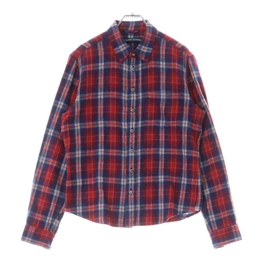 CHROME HEARTS(クロムハーツ) LOOSEENDS ルーズエンド チェックシャツ クロスパッチ付き クロスボタン 長袖シャツ レッド