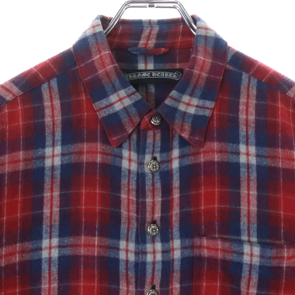 CHROME HEARTS(クロムハーツ) LOOSEENDS ルーズエンド チェックシャツ クロスパッチ付き クロスボタン 長袖シャツ レッド