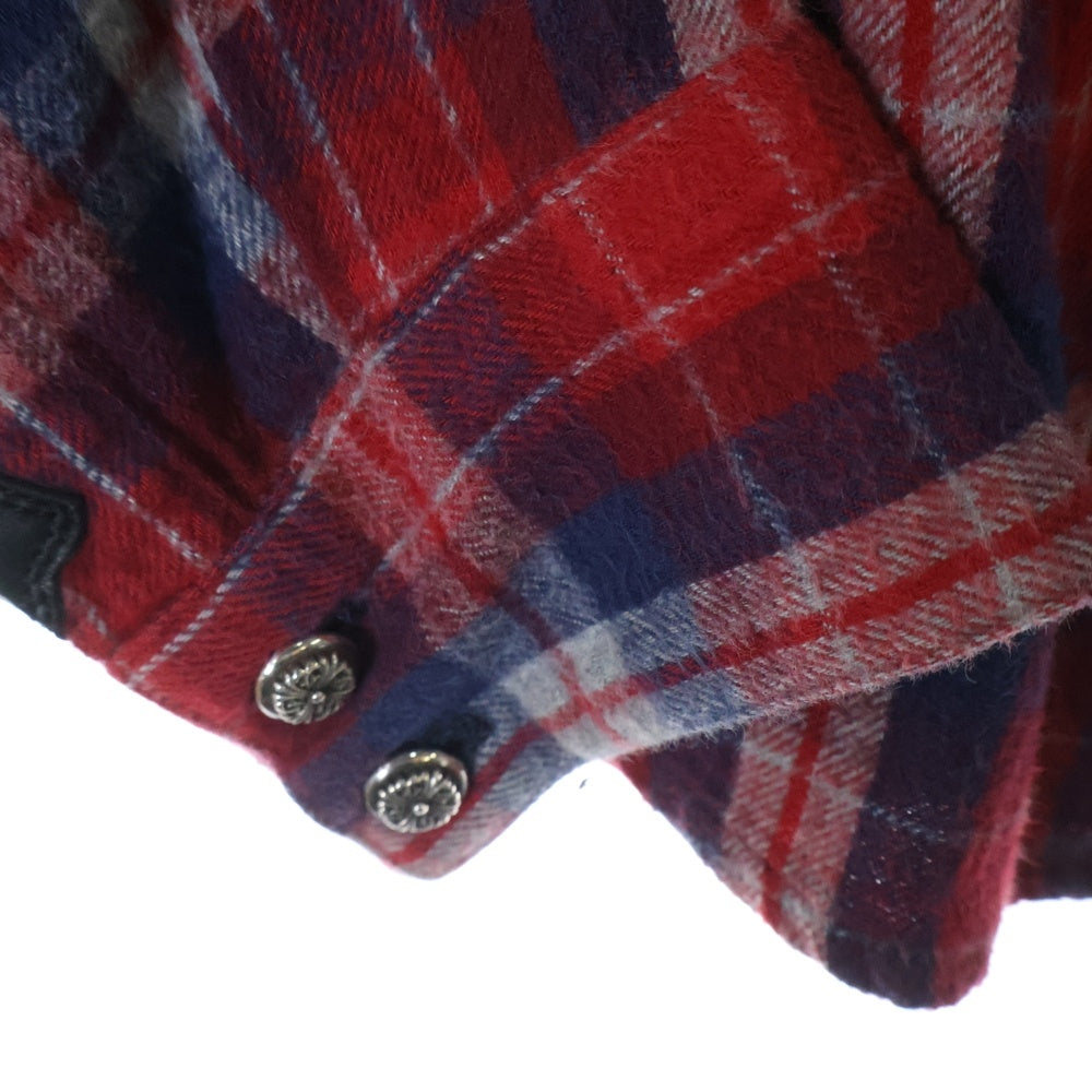 CHROME HEARTS(クロムハーツ) LOOSEENDS ルーズエンド チェックシャツ クロスパッチ付き クロスボタン 長袖シャツ レッド