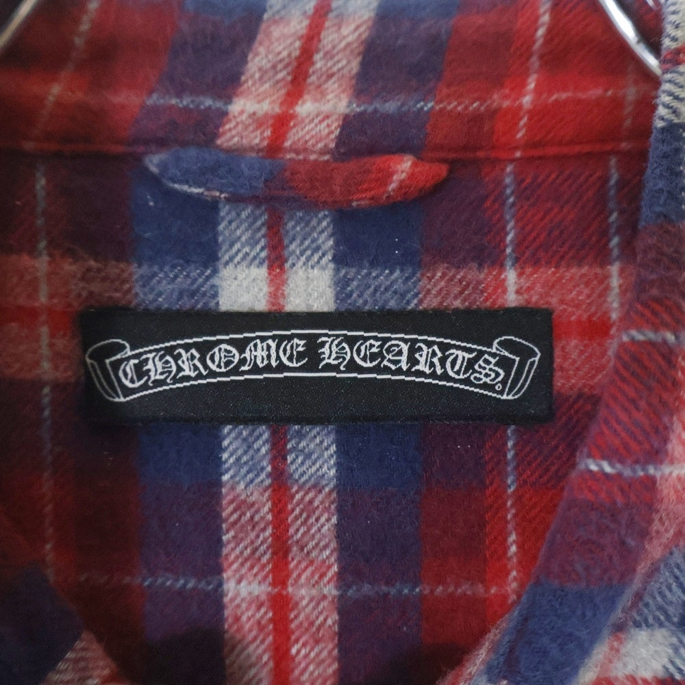 CHROME HEARTS(クロムハーツ) LOOSEENDS ルーズエンド チェックシャツ クロスパッチ付き クロスボタン 長袖シャツ レッド