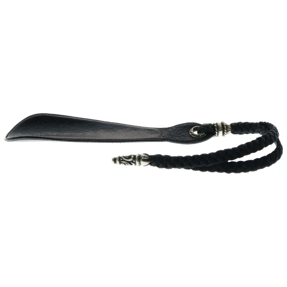 CHROME HEARTS(クロムハーツ) SHOE HORN SHORT2 LTHR シューホーン-ショート♯2 ラージブレイデッドストラップ 靴ベラ ブラック