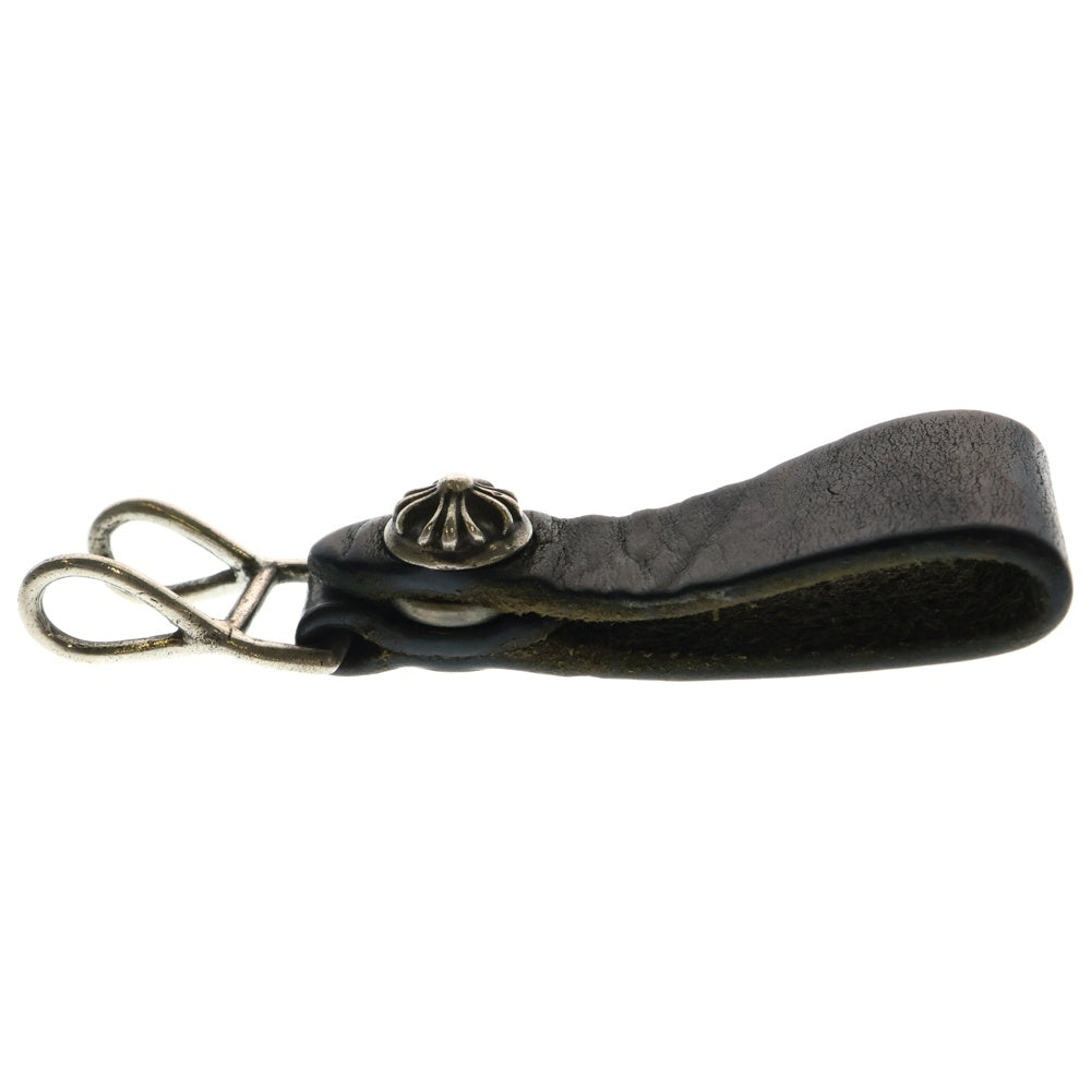 CHROME HEARTS(クロムハーツ) BELT LOOP クロスボールボタンレザーベルトループ シルバー/ブラック BCA397