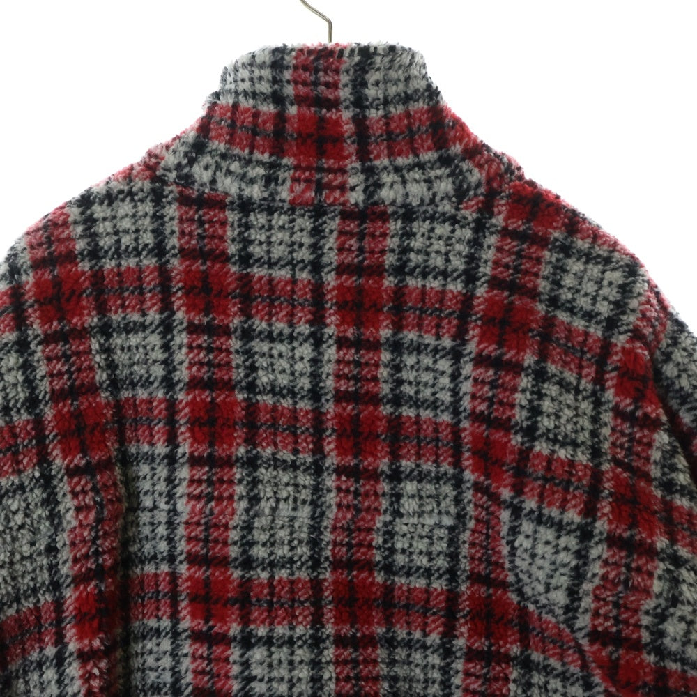 OFF-WHITE(オフホワイト) 19AW Plaid Fleece Jacket OMEA186E19E19002 プレイド チェック ジップアップ フリースジャケット レッド/グレー