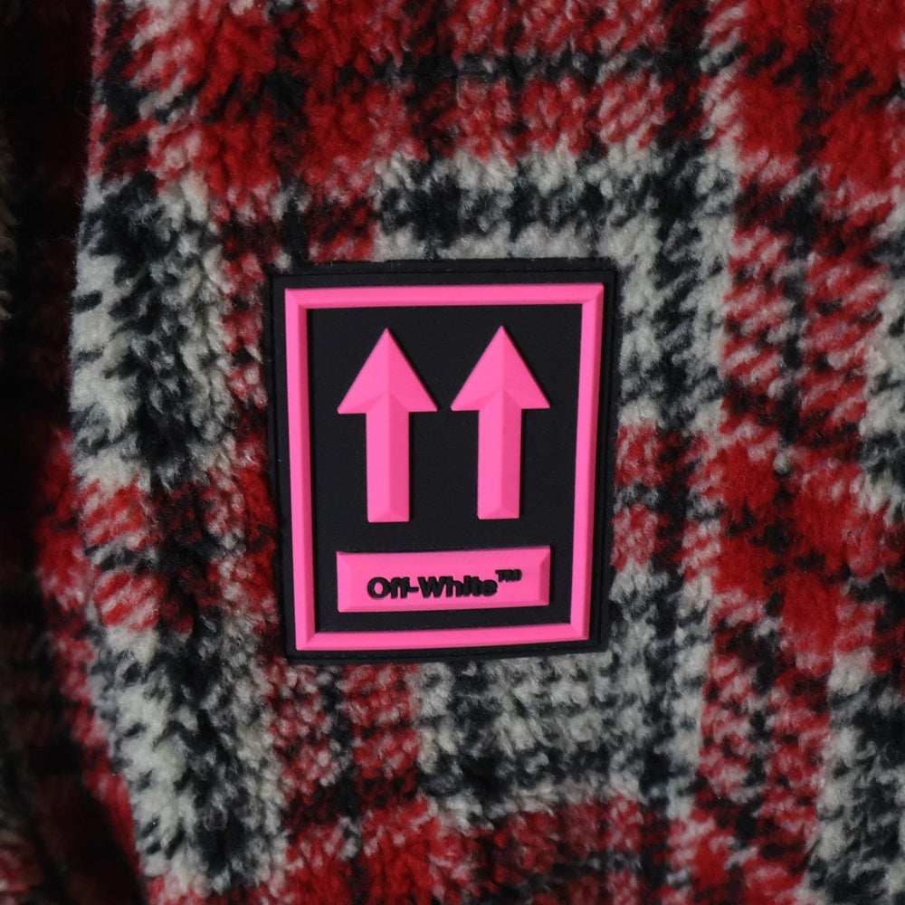 OFF-WHITE(オフホワイト) 19AW Plaid Fleece Jacket OMEA186E19E19002 プレイド チェック ジップアップ フリースジャケット レッド/グレー