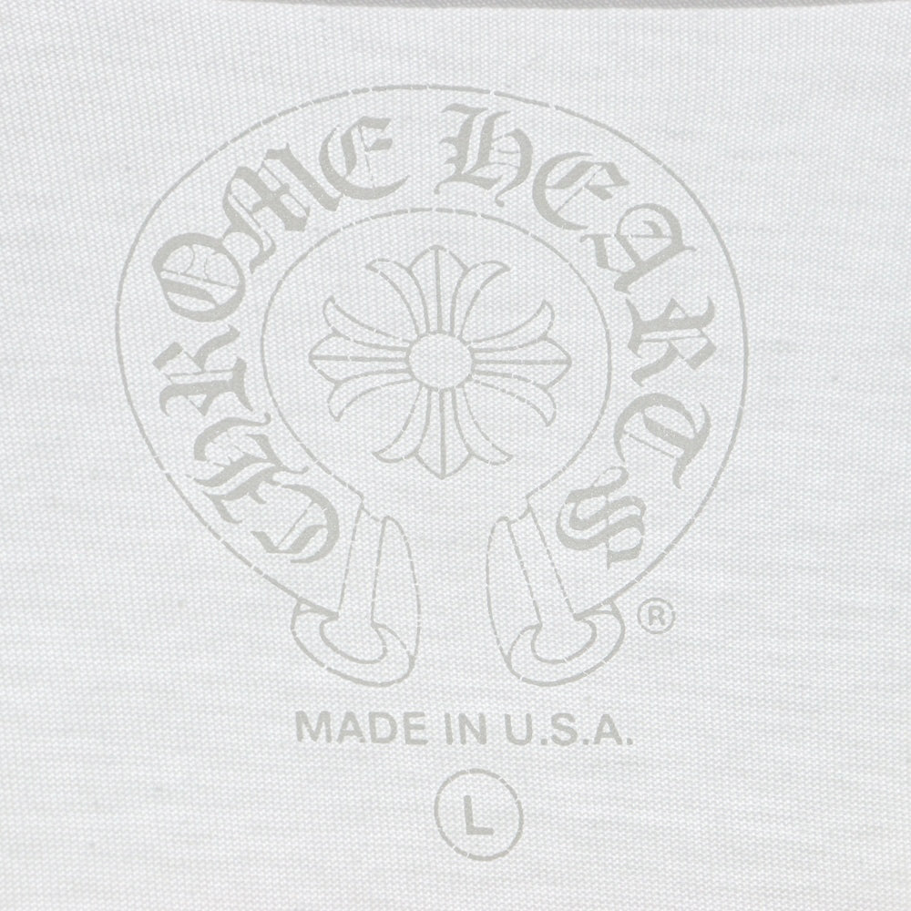 CHROME HEARTS(クロムハーツ) CH L/S TEE 1 セメタリークロスバックプリント長袖Tシャツ ホワイト/オレンジ