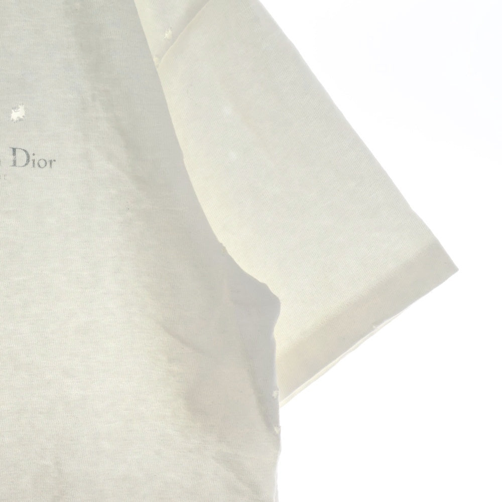 DIOR(ディオール) 23AW ダメージ加工リラックスフィットコットンジャージー半袖Tシャツ 343J636A0849 ホワイト