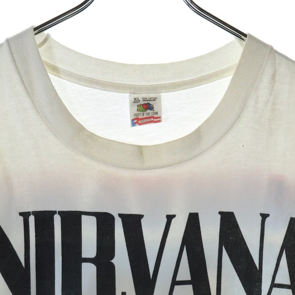 VINTAGE(ヴィンテージ) 90s NIRVANA KURT COBAIN MEMORIAL BOOTLEG TEE ニルヴァーナ カートコバーン インユーテロ ブートレグ 両面プリント半袖Tシャツ カットソー ホワイト
