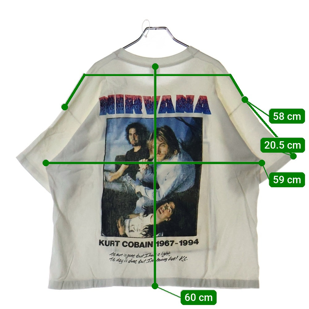 VINTAGE(ヴィンテージ) 90s NIRVANA KURT COBAIN MEMORIAL BOOTLEG TEE ニルヴァーナ カートコバーン インユーテロ ブートレグ 両面プリント半袖Tシャツ カットソー ホワイト