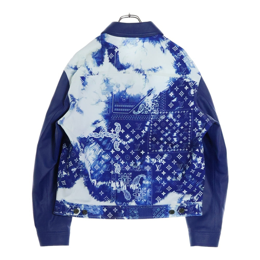 LOUIS VUITTON(ルイヴィトン) 22AW Monoglam Bandana Mix Leather Denim Blouson RM222M MJY HNL04E モノグラム バンダナ柄レザー切り替えデニムジャケット ブルー