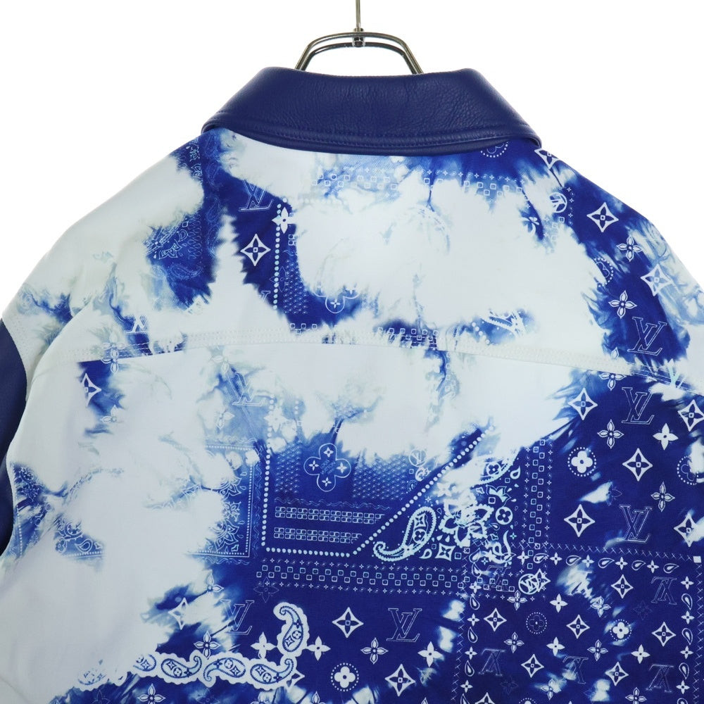 LOUIS VUITTON(ルイヴィトン) 22AW Monoglam Bandana Mix Leather Denim Blouson RM222M MJY HNL04E モノグラム バンダナ柄レザー切り替えデニムジャケット ブルー