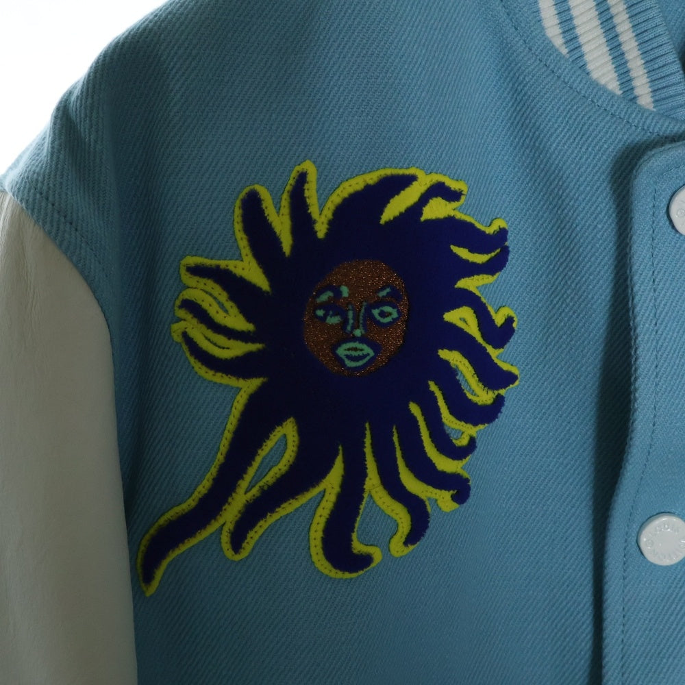 LOUIS VUITTON(ルイヴィトン) 23AW ×草間彌生 As Embroidered Faces Varsity Bloudon RM232H VN6 HOL30E パッチワーク バーシティレザー切り替えジャケット スタジャン