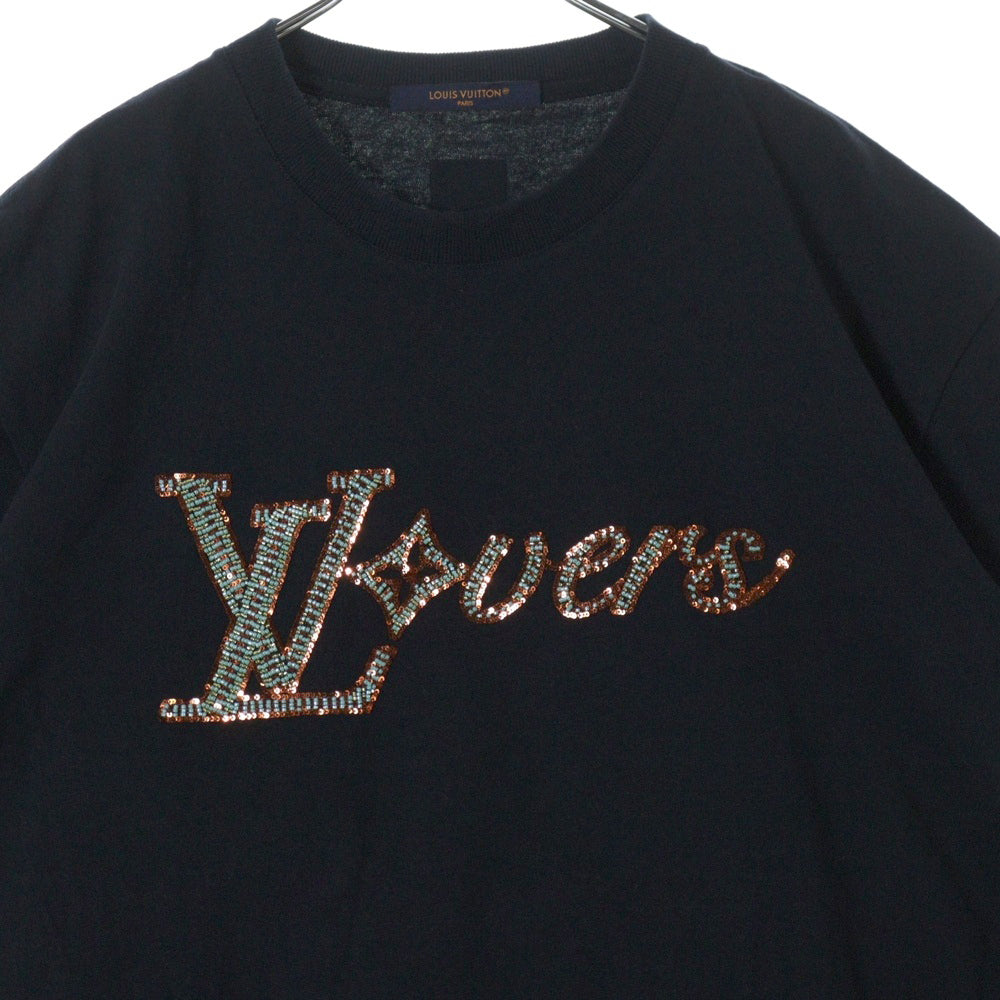 LOUIS VUITTON(ルイヴィトン) LV Vers RM251Q NPL HRY29W エンベリッシュド LVスパンコールロゴ半袖Tシャツ ネイビー