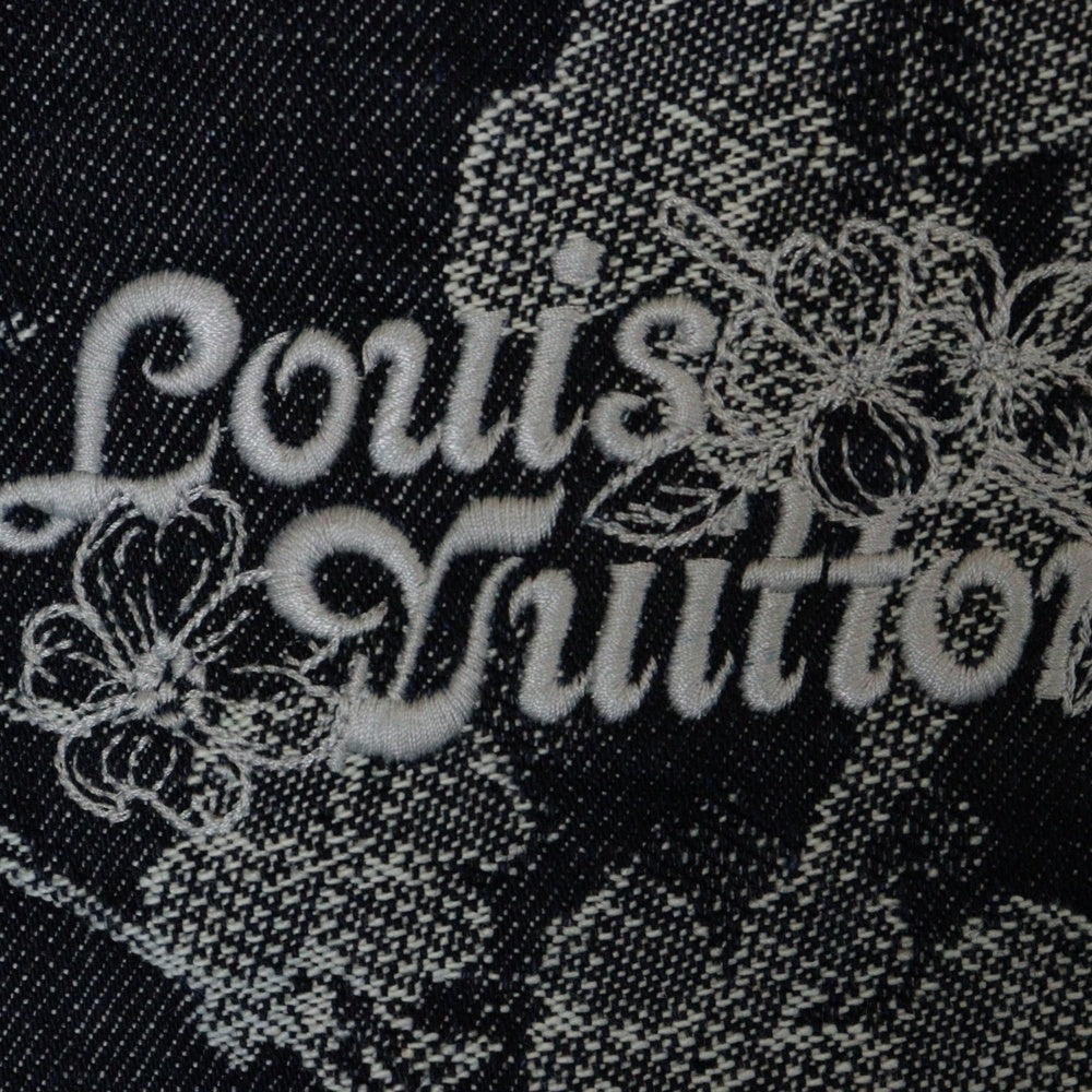 LOUIS VUITTON(ルイヴィトン) 24AW ロゴ刺繍 フラワー半袖デニムシャツ RM242MM LJG HRS25W ネイビー