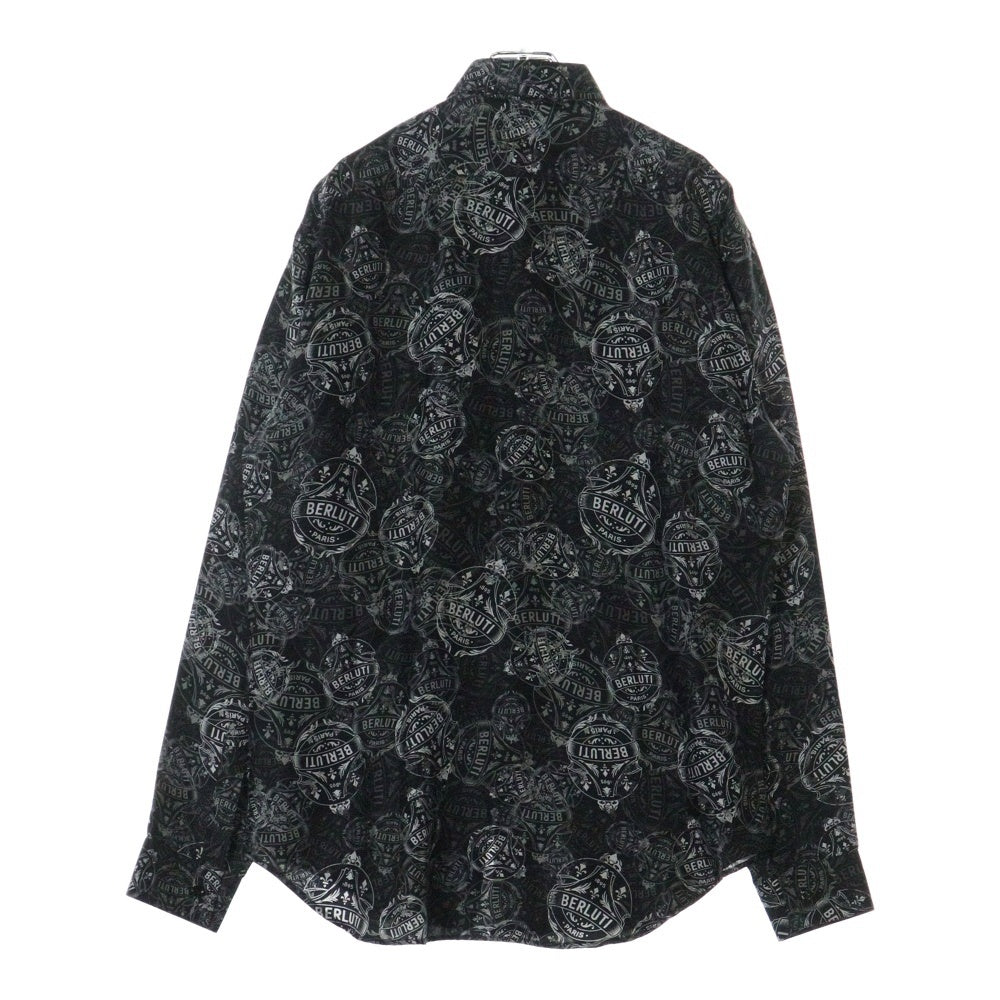 Berluti(ベルルッティ) Print Silk Shirt R18HTL52SBCI 総柄シルク長袖シャツ ブラック