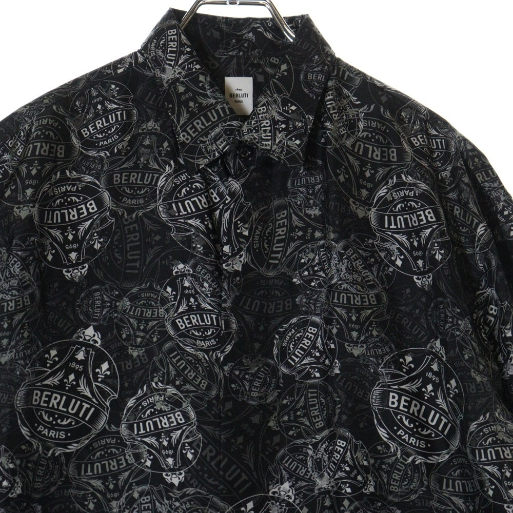 Berluti(ベルルッティ) Print Silk Shirt R18HTL52SBCI 総柄シルク長袖シャツ ブラック