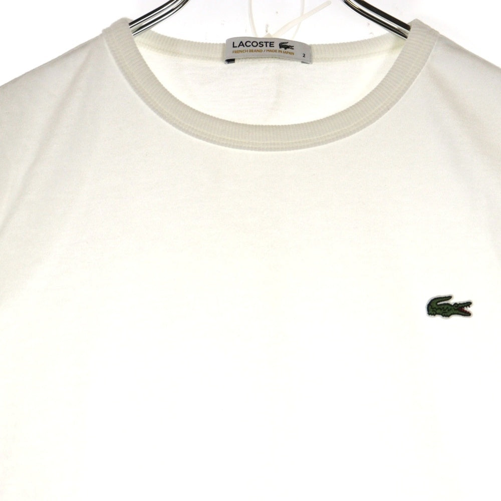LACOSTE(ラコステ) 刺繍 クルーネック 半袖Tシャツ カットソー ホワイト TH622E