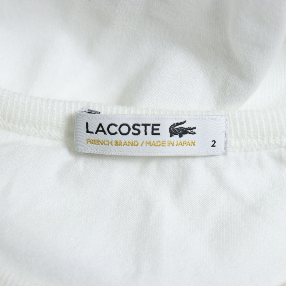 LACOSTE(ラコステ) 刺繍 クルーネック 半袖Tシャツ カットソー ホワイト TH622E