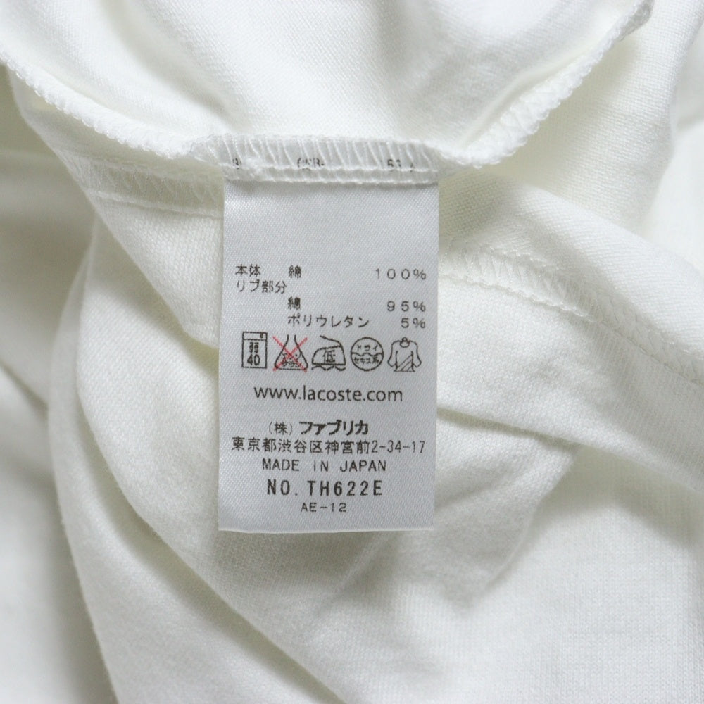 LACOSTE(ラコステ) 刺繍 クルーネック 半袖Tシャツ カットソー ホワイト TH622E