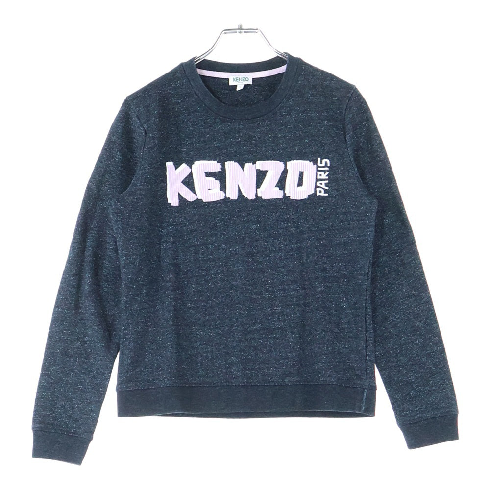 KENZO(ケンゾー) ロゴ刺繍 ロゴ刺繍 クルーネック スウェットトレーナー ブラック レディース F45 2TO700