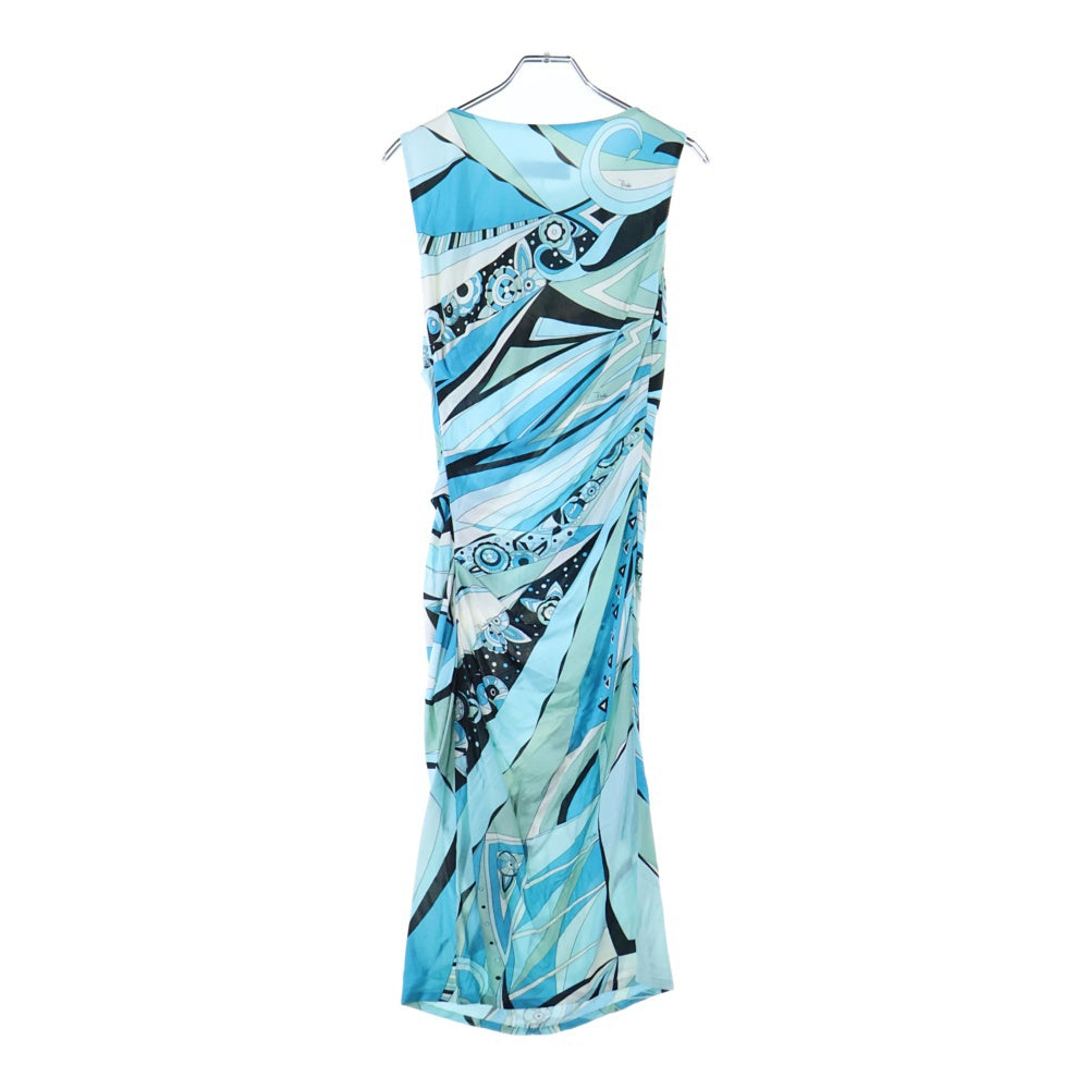 EMILIO PUCCI(エミリオプッチ) レーヨン 総柄 ノースリーブワンピース ブルー レディース 31RL69