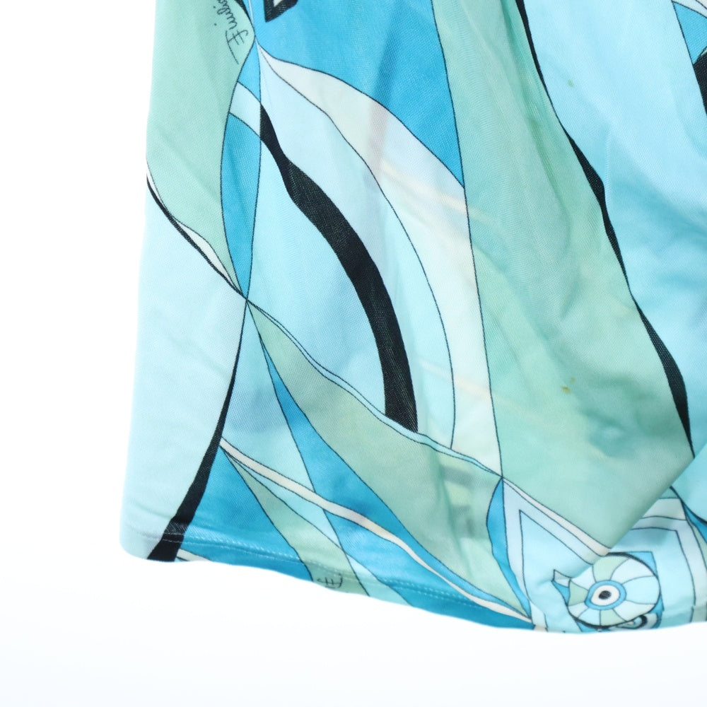 EMILIO PUCCI(エミリオプッチ) レーヨン 総柄 ノースリーブワンピース ブルー レディース 31RL69