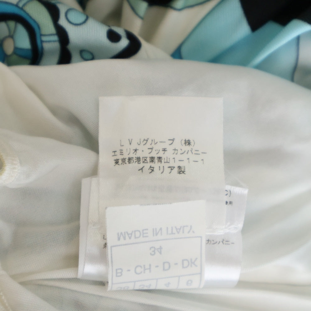 EMILIO PUCCI(エミリオプッチ) レーヨン 総柄 ノースリーブワンピース ブルー レディース 31RL69