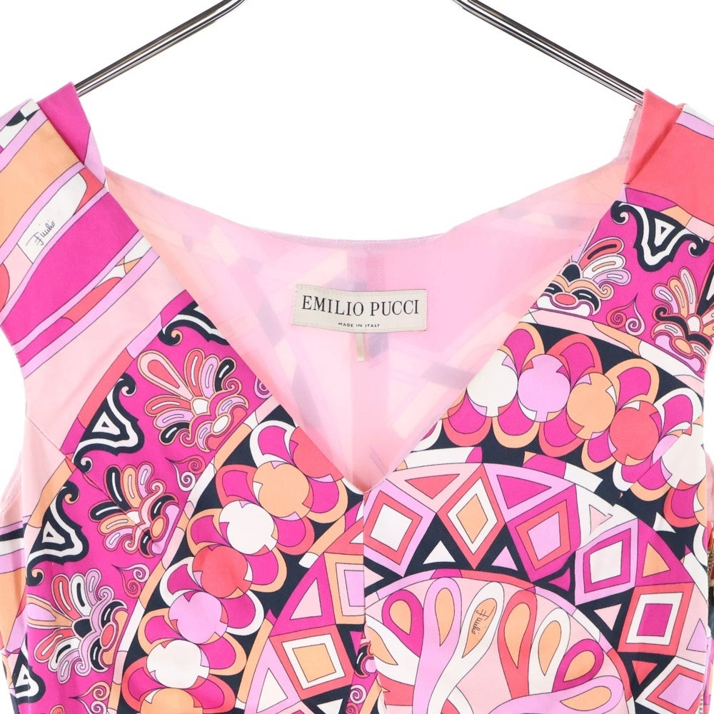 EMILIO PUCCI(エミリオプッチ) コットン 総柄 ノースリーブワンピース ピンク レディース 41RI29
