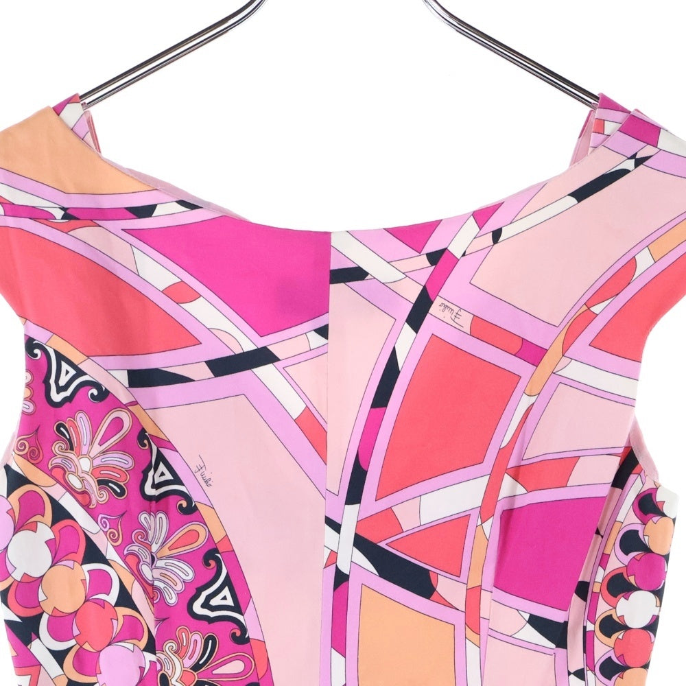EMILIO PUCCI(エミリオプッチ) コットン 総柄 ノースリーブワンピース ピンク レディース 41RI29